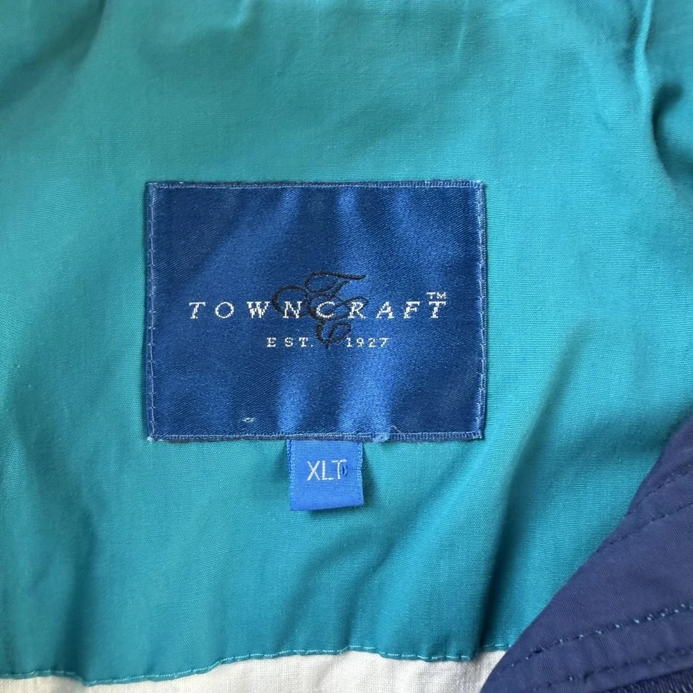 Vintage 90s Towncraft Jacket Mens XLT Blue Colorblock Windbreaker Lightweight